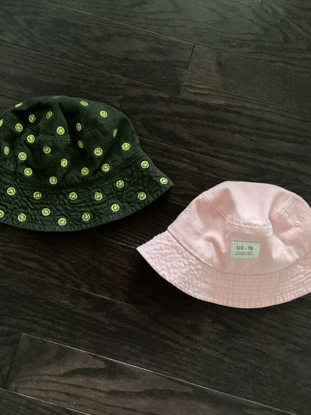 Bundle of 2 - Olive Green Corduroy With Smiley Faces and Light Pink UO-76 Bucket